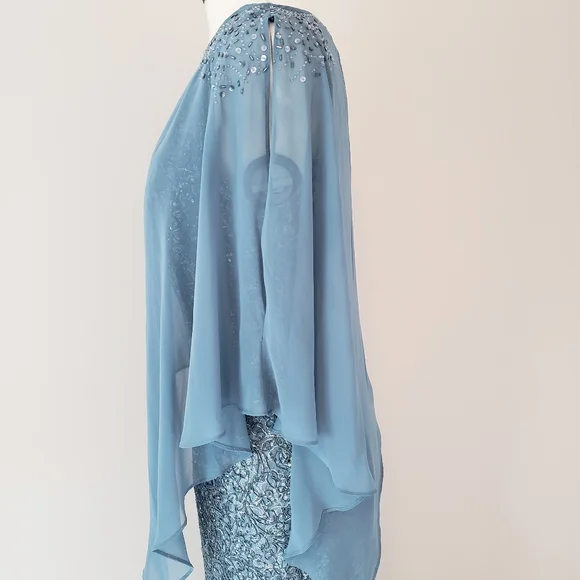 Camille LA VIE Formal Evening Gown 2 Piece Light Blue Sequin - Picture 5 of 16